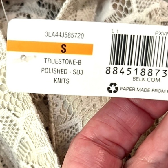 ⭐️NWT,New Directions,Tru-Stone, Tatted-Lace Over Attached Cream Tank, Timeless,S - Picture 3 of 7